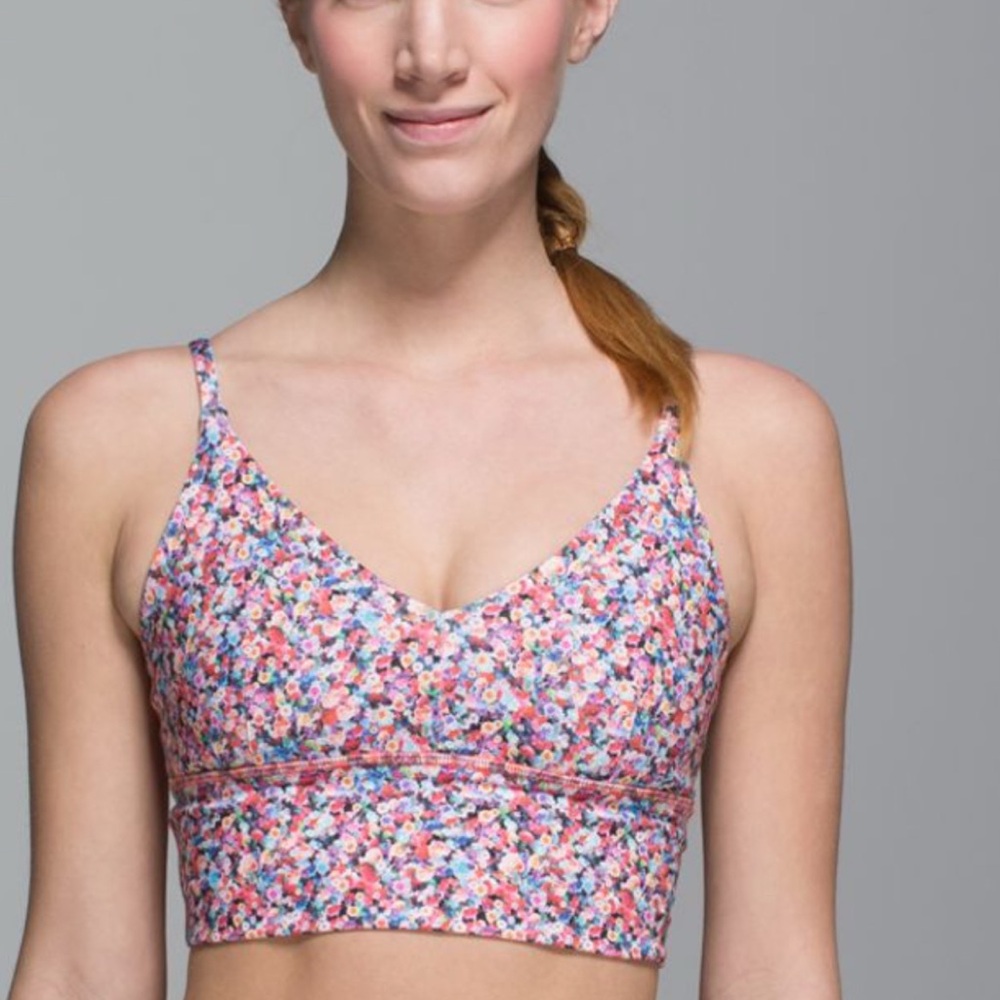 EUC Lululemon Solo Bra *Luon Prism Petal Multi Orange Floral- Size 8 - Picture 2 of 10